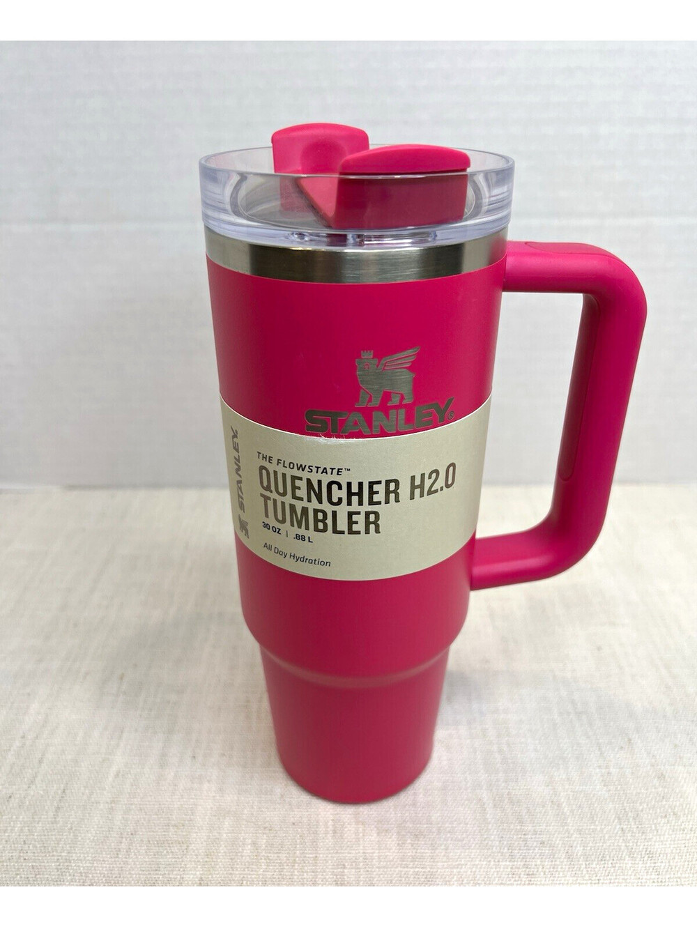 Stanley FlowState Quencher H2.0 30 oz Camelia Pink Tumbler w/ Handle Lid Straw